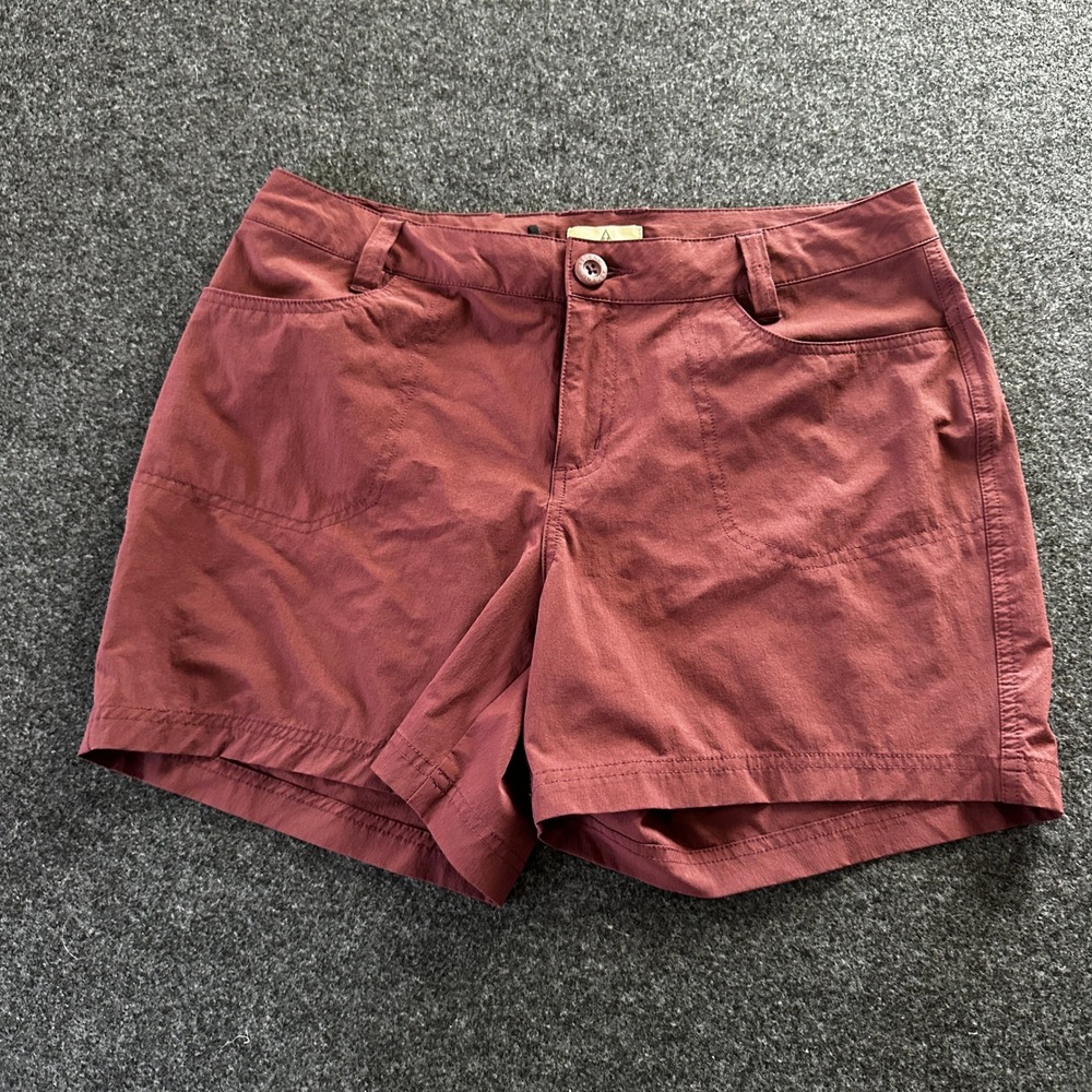 Ascend Womens Hiking Shorts Maroon Burgundy Stretch Nylon Size 8 Outdoor Active